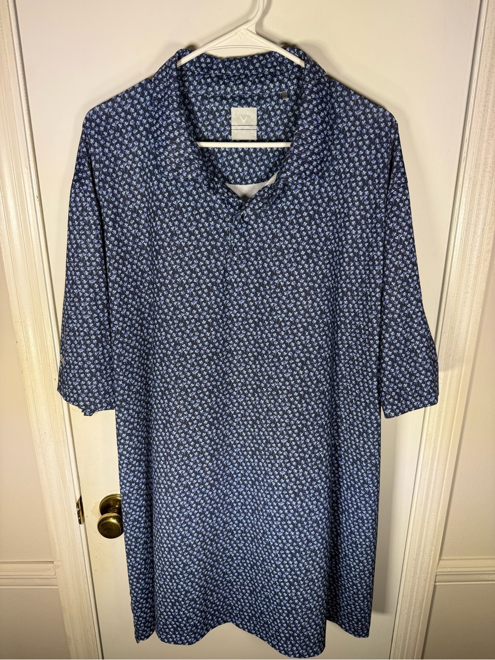 Callaway Navy Blue Micro-Print Polo